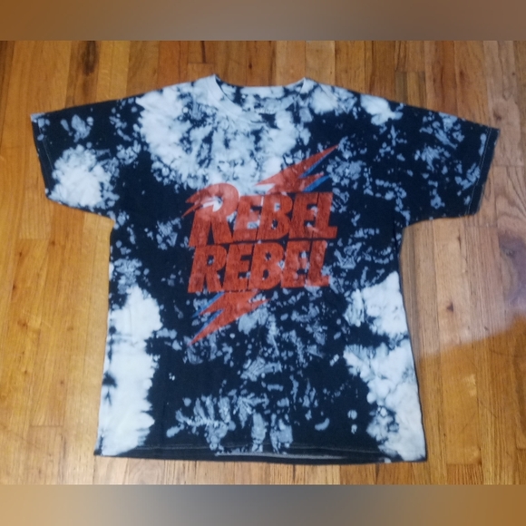 David Bowie Rebel Rebel tie dye t shirt NEW queen led zeppelin classic guitar - Picture 5 of 6